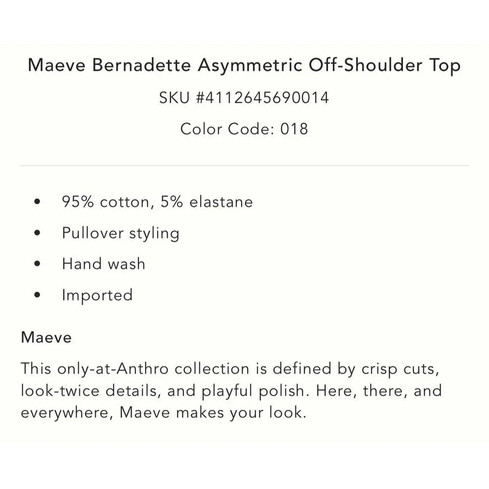 ANTHROPOLOGIE MAEVE Women New XS Bernadette Off Shoulder Top Asymmetric Polka